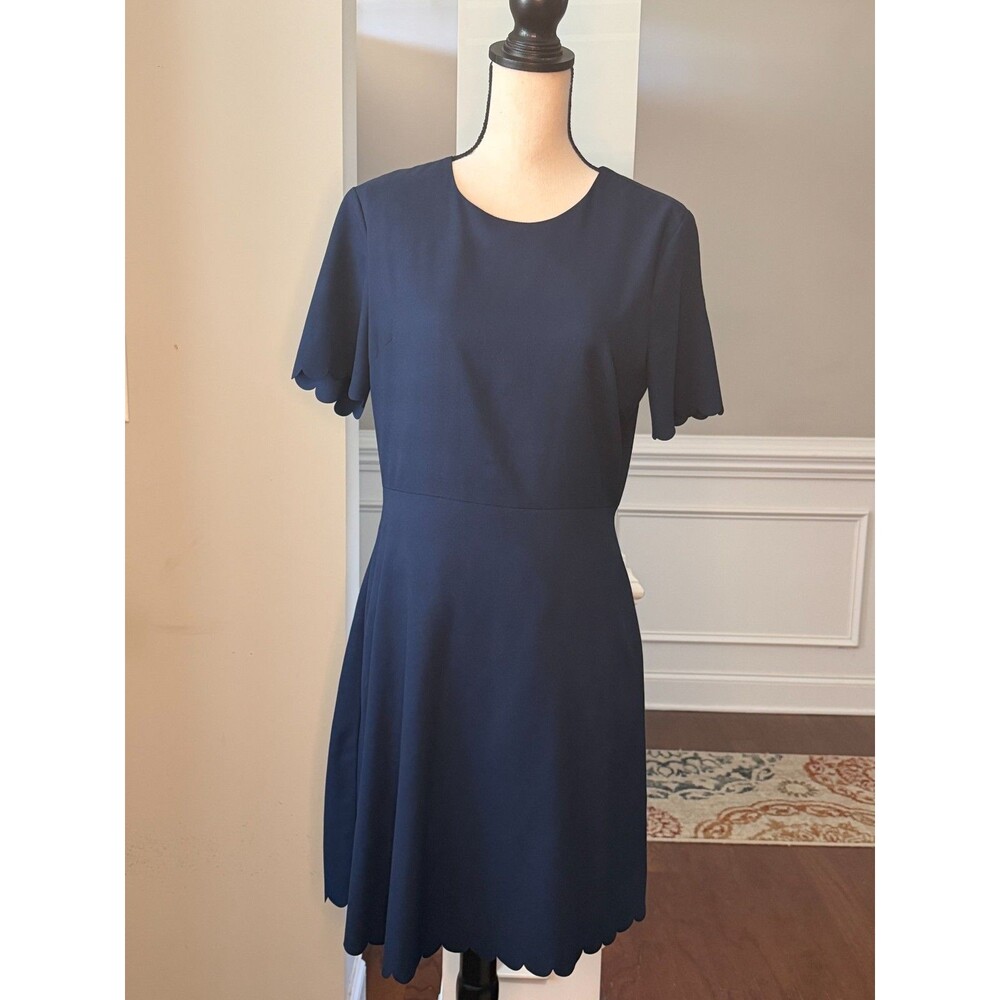 Banana Republic Navy Blue Dress w/Scalloped Sleeves and Hem Sz 10